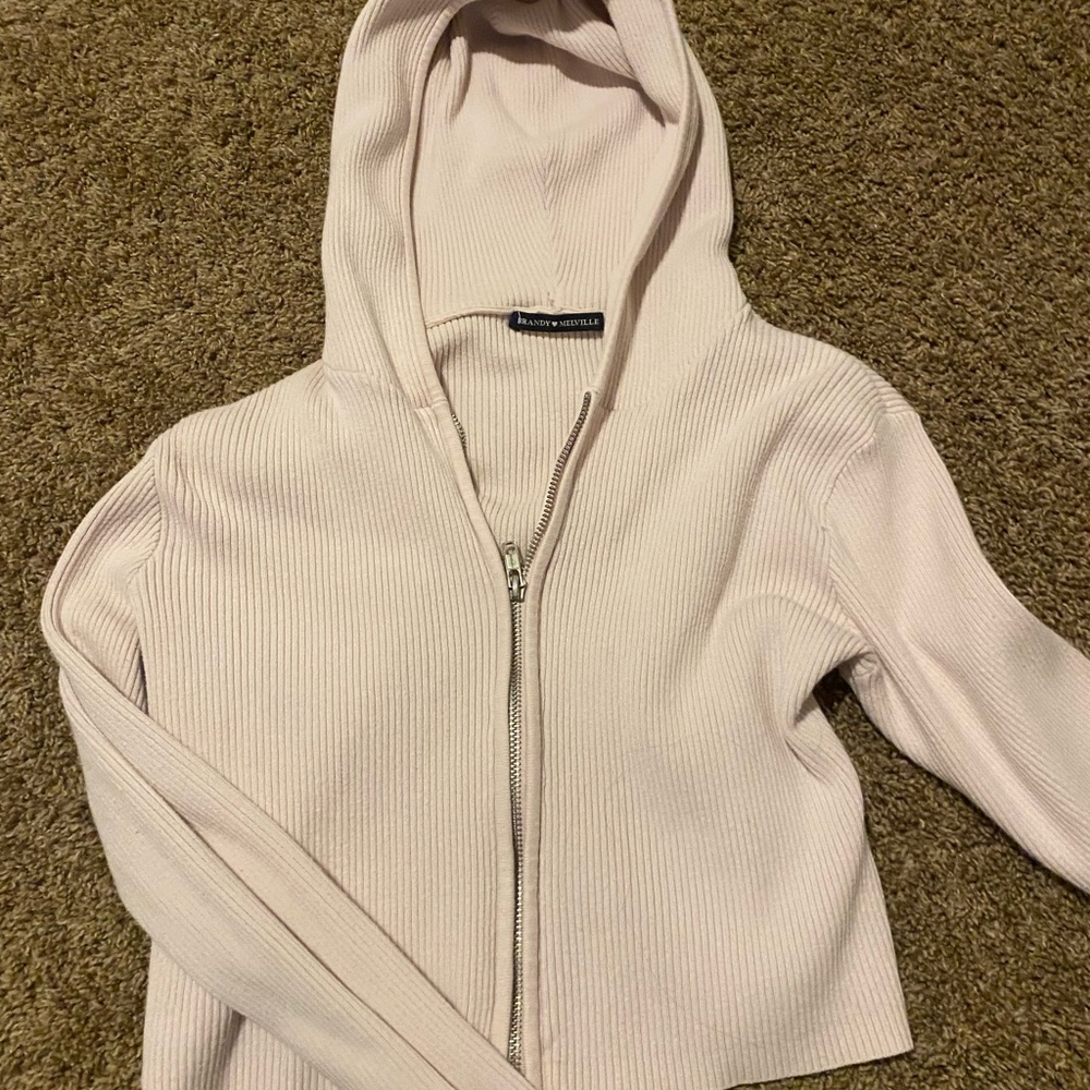 brandy melville cropped pink zip